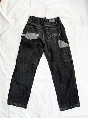 FUBU Black Utility Carpenter Jeans Cargo Pocket Streetwear Men’s Denim | 38